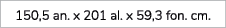 150,5 an. x 201 al. x 59,3 fon. cm.