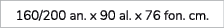 160/200 an. x 90 al. x 76 fon. cm.