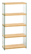 A glass shelf with a wooden frame. AI generated content