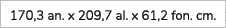 170,3 an. x 209,7 al. x 61,2 fon. cm.
