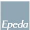 The image shows the word “Epeda" in white italicized font on a solid muted blue-gray background. Descripci n generada con IA
