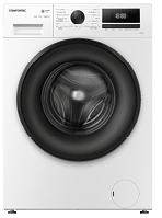 A white washing machine with a clear glass door. AI generated content