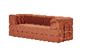 A brown couch with a wooden frame and a brown fabric covering. AI generated content