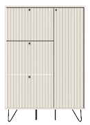 A white cabinet with a brown wood grain. AI generated content