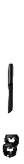 A black vacuum cleaner crevice tool and two black brush attachments are shown on a white background. Description generated by AI