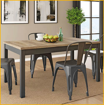 A black and white photo of a dining room with a table and chairs. AI generated content