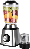 A blender with a fruit and vegetable mixture inside. Description generated by AI