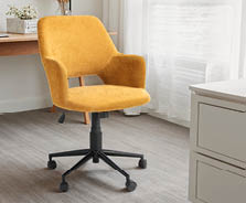 A black office chair is placed in front of a window. AI generated content