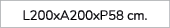 L200xA200xP58 cm.