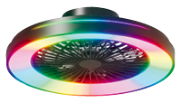 A colorful fan with a light on top. AI generated content