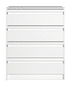 A white dresser with three drawers. AI generated content
