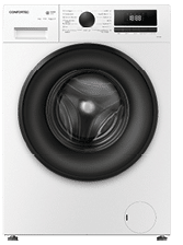 A white washing machine with a clear glass door. AI generated content