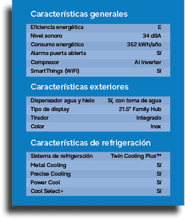S ,Cool Select+ ,S  ,Power Cool ,S  ,Precise Cooling ,S  ,Metal Cooling ,Sistema de refrigeraci n ,Inox ,Color ,Inte...