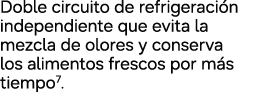 Doble circuito de refrigeraci n independiente que evita la mezcla de olores y conserva los alimentos frescos por m s ...