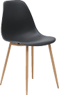 A black chair with a wooden base and a black seat. AI generated content