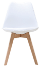 A white chair with a wooden base and a white seat. AI generated content