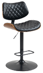 A black and brown stool with a black seat and a black base. AI generated content