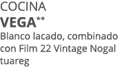 Cocina vega** Blanco lacado, combinado con Film 22 Vintage Nogal tuareg