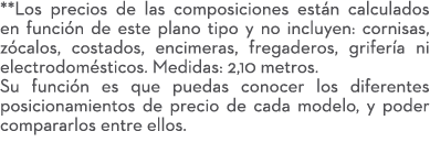 **Los precios de las composiciones est n calculados en funci n de este plano tipo y no incluyen: cornisas, z calos, c...