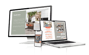 Three screens showcasing a home interior design. AI generated content