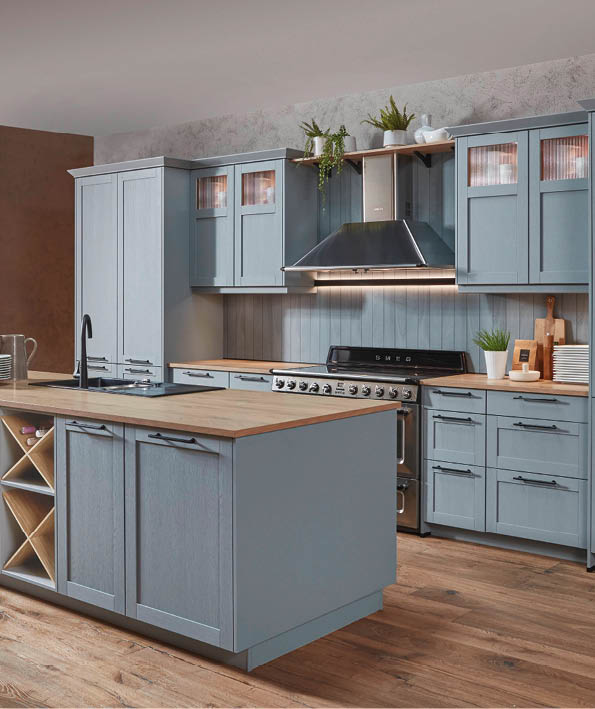 A large kitchen with a dining table surrounded by chairs. AI generated content