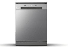 A stainless steel dishwasher with a control panel on the top. AI generated content