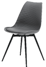 A modern chair with a black metal frame and a grey seat. AI generated content