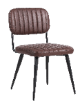 A brown leather chair with a black metal frame. AI generated content