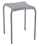 A grey metal stool with a white seat. AI generated content