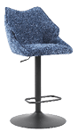 A blue chair with a black base. AI generated content