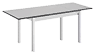 A white table with a black top. AI generated content