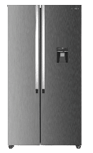 A large stainless steel refrigerator with a freezer on the bottom. AI generated content