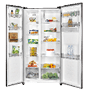A refrigerator is open and filled with various food items. AI generated content