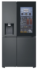 A large stainless steel refrigerator with a white door. AI generated content