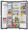 A refrigerator with its door open, revealing a shelf inside. AI generated content