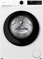 A white washing machine with a glass door. AI generated content