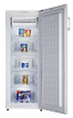 A white refrigerator with a glass door and a freezer section. AI generated content