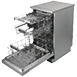 A dishwasher with a silver door and a silver top. AI generated content
