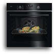 A microwave oven with two dishes inside, one of which is a vegetable dish. Conte do gerado por IA