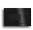 A black microwave with a digital clock on the front. Conte do gerado por IA