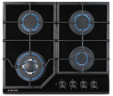 A black oven with a stove top and a window on the door. AI generated content