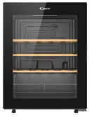 A black and silver microwave with a wooden shelf inside. AI generated content