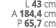L 43 cm A 184,4 cm P 65,7 cm