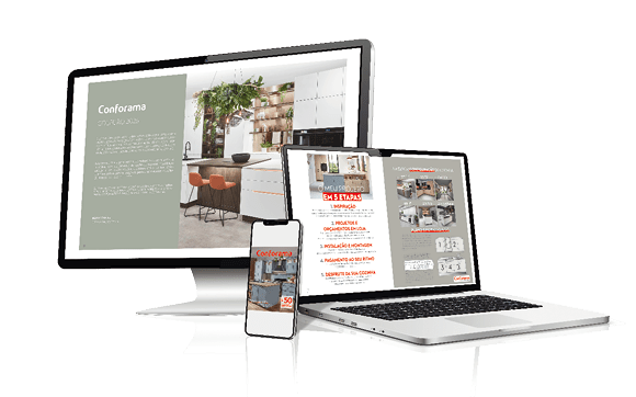 Three screens showcasing a home design, with a laptop and two monitors displaying the same content. AI generated content