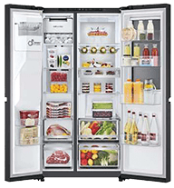 A refrigerator with its door open, revealing a shelf inside. AI generated content