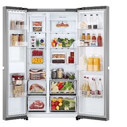 A refrigerator is open, displaying a variety of food items. AI generated content