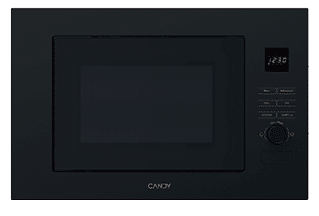 A black microwave with a digital clock on the front. AI generated content