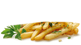 A plate of french fries with parsley on top. AI generated content