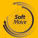 A yellow circle with a black outline and white polka dots. The words “Soft Move" are written in black on the circle. AI generated content