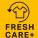 A yellow sign with a black circle and the words “Fresh Care +" written in black. AI generated content